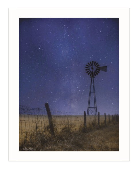 Homeroots Starlit Night White Framed Print Wall Art - Stylish Rustic Decor For Trendy Farmhouse Interiors  Wood 529991