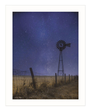 Homeroots Starlit Night White Framed Print Wall Art - Stylish Rustic Decor For Trendy Farmhouse Interiors  Wood 529991
