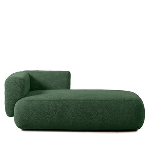 English Elm Upholstered Boucle Chaise Lounge with Wood Legs for Bedroom or Living Room W5515P437359