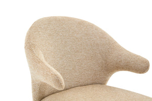 English Elm Modern Chenille Linen Accent Chair Sculptural Hollow Back Swivel Seat for Dining Vanity Khaki W3493P456190