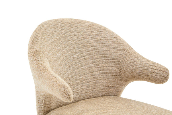 English Elm Modern Chenille Linen Accent Chair Sculptural Hollow Back Swivel Seat for Dining Vanity Khaki W3493P456190