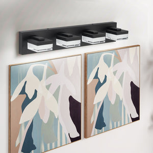 English Elm Black Matte Black 4-Light LED Vanity Light 24W Dimmable Modern Stainless Steel 6000K Cool White W2312P374906