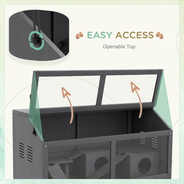 English Elm Pawhut Wooden Hamster Cage With Suspension Bridge & Ladders - Cozy Small Animal Habitat, 33.5" X 18" W2225P200728-GIGA