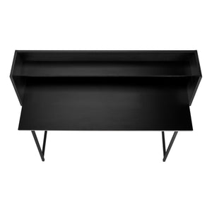 English Elm Computer Desk - Modern Black Laminate & Metal Workstation With Hutch For Home Office & Small Spaces B2710P219833