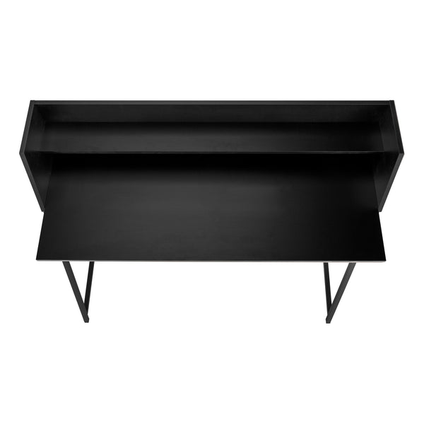 English Elm Computer Desk - Modern Black Laminate & Metal Workstation With Hutch For Home Office & Small Spaces B2710P219833