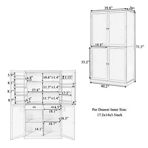 English Elm Topmax Freestanding Pantry Cabinet Gray Mdf with Drawers Door Shelves SP000046AAE