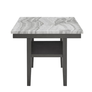 English Elm Luna 7 Piece Rectangular Faux Marble Dining Set Seats Six with Upholstered Chairs B2749S00322