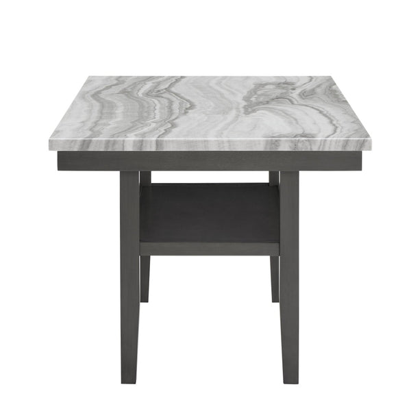 English Elm Luna Faux Marble Rectangular Dining Table with Storage Shelf Seats Six Gray Wood B2749P413405