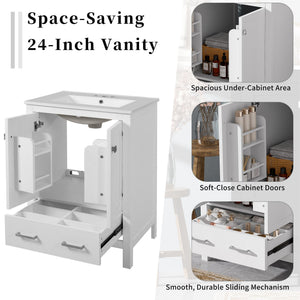 English Elm 48-Inch Modern Bathroom Vanity with Dual Ceramic Sinks, Ample Soft-Close Storage and Stylish Design White N729P000009K