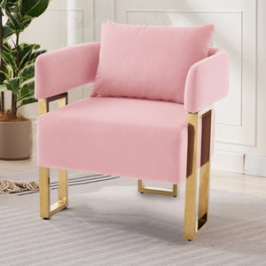 English Elm Ts Velvet Accent Chair Set of Two with Gold Metal Legs for Living Room or Office Pink W2311P414941