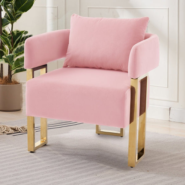 English Elm Ts Velvet Accent Chair Set of Two with Gold Metal Legs for Living Room or Office Pink W2311P414941