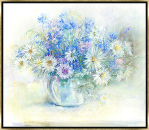 Leftbank Art - Delicate Cornflowers and Daisies by Maelani Blue 47 x 40