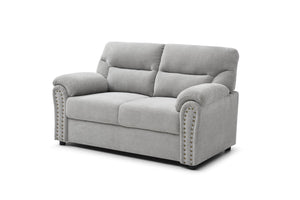 English Elm Hamilton Love Seat with Chenille Upholstery, Nailhead Trim and Pillow Arms for Classic Comfort Gray 33 L x 61 W x 23 H B078P349534