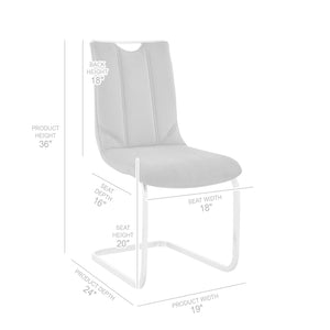 English Elm Caelis Gray Fabric Dining Accent Chair Set of 2 with Brushed Stainless Sled Base, Durable Comfort B2736P354345