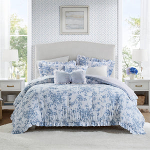 English Elm 5 Piece Full/Queen Comforter Set with Decorative Pillows - Soft Microfiber, Hypoallergenic, Cozy Layering Blue 16.54 L x 12.6 W x 7.87 H B035P381287