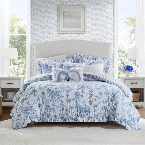 English Elm 5 Piece Full/Queen Comforter Set with Decorative Pillows - Soft Microfiber, Hypoallergenic, Cozy Layering Blue 16.54 L x 12.6 W x 7.87 H B035P381287