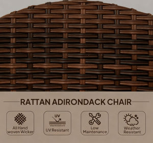 English Elm Soft Cushioned Wicker Adirondack Patio Chair with Tall Curved Back and Wide Armrests T3971P417319