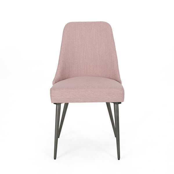 English Elm Christopher Knight Home® - DINING Chair Set of 2 Upholstered Modern Curved Back Dining Chairs with Powder-Coated Metal Legs Blush 62218.00LBLSH