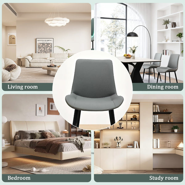 English Elm Green Pu Leather Upholstered Dining Chair Set with Metal Legs for Modern Interiors T3967P421220