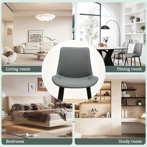 English Elm Green Pu Leather Upholstered Dining Chair Set with Metal Legs for Modern Interiors Light Grey T3967P421214