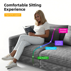 English Elm 82.7" Plush Corduroy 3-Seat Sofa - Modern Comfort With Modular Ottomans, Soft Pillows & Quick Assembly W1885S00157