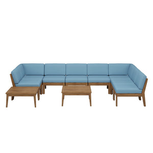 English Elm Christopher Knight Home® - Grenada 8-Seater Acacia Wood Sectional Sofa Set With Plush Cushions For Stylish Outdoor Comfort P1 N773OS00061B-GIGA