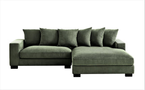 English Elm Luxe Oversized L-Shaped Sectional Sofa With Chaise, Dark Green Corduroy Upholstery, Modern Design B2735S00002