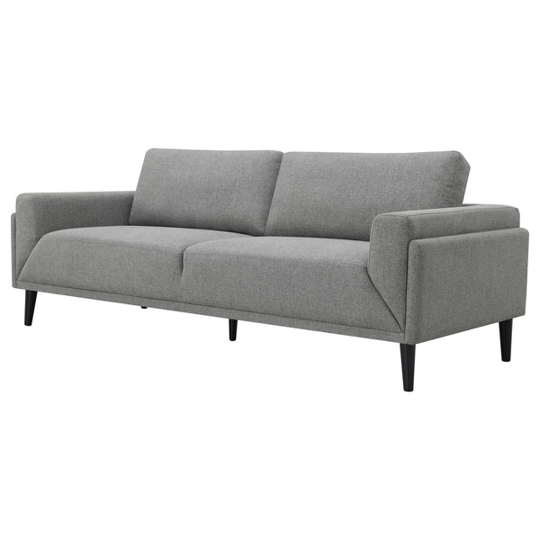 English Elm Andrena Grey Track Arms Sofa with Pocket Coil Seating, Reversible Cushions & Tall Black Legs B062P358306
