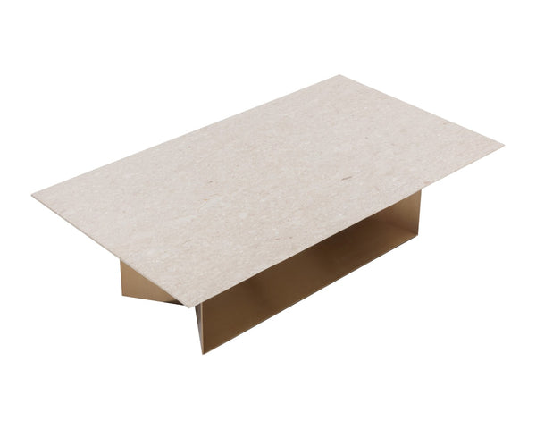 Sunpan SOLEEN Coffee Table - Elegant Marble Top with Brushed Gold Base for Modern Living Room Décor 112302