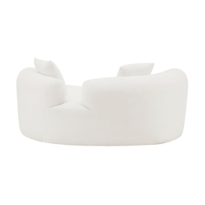 English Elm 66.93 Curved Loveseat 73" Heart-Shaped Teddy Velvet Sofa Full Foam & Spring Support, No-Assembly Cozy Compact White W3612P332115