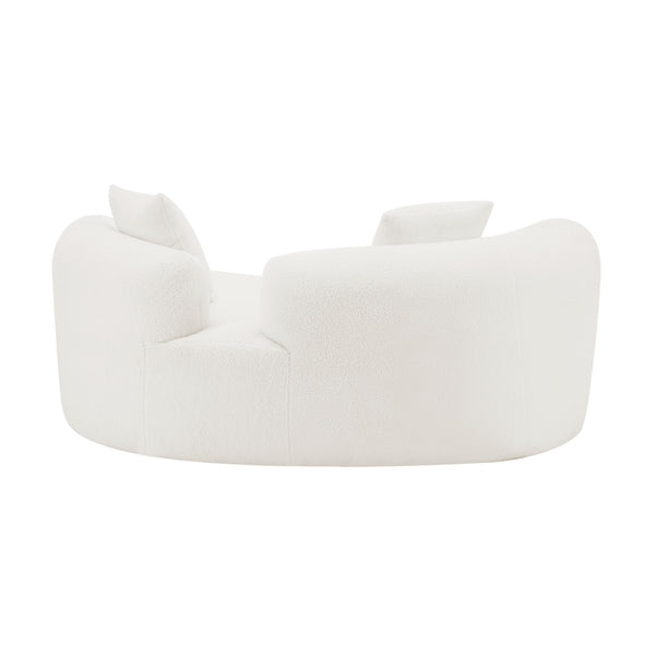 English Elm 66.93 Curved Loveseat 73" Heart-Shaped Teddy Velvet Sofa Full Foam & Spring Support, No-Assembly Cozy Compact White W3612P332115