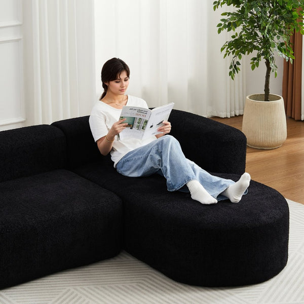 English Elm [video]109.4" Chenille Cloud Sectional Sofa Curved L Shape Modular Couch for Living Room W3505S00053