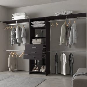 English Elm Wengue Modular Closet Organizer System — Walk-In Storage Solution with Shelves, Drawers & Rods (118") B062S00624