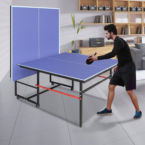 English Elm 8ft Foldable Ping Pong Table Aluminum Frame Indoor Game Set with Paddles Net Balls W1408P153471