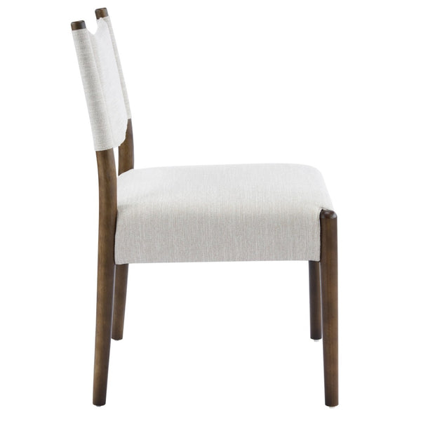 English Elm Mid-century Modern Linen Blend Dining Chairs Rubberwood Legs Sculptural Backrest Set of 2 Beige,Walnut N768P442401W