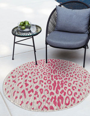 Unique Loom Outdoor Safari Samburu Machine Made Animal Print Rug Pink Gray, Ivory 10' 0" x 10' 0"