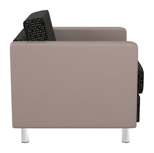 OSP Home Furnishings Pacific Vinyl Club Armchair with Chrome Legs for Modern Living Room Lounge Seating Onyx Stratus PAC51-K101/R103