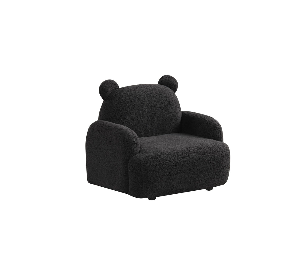 English Elm Raelynn Plush Sherpa Bear Kids Armchair - Cozy Embellished Ears, Reading Seat for Nursery Playroom Black B061P236755