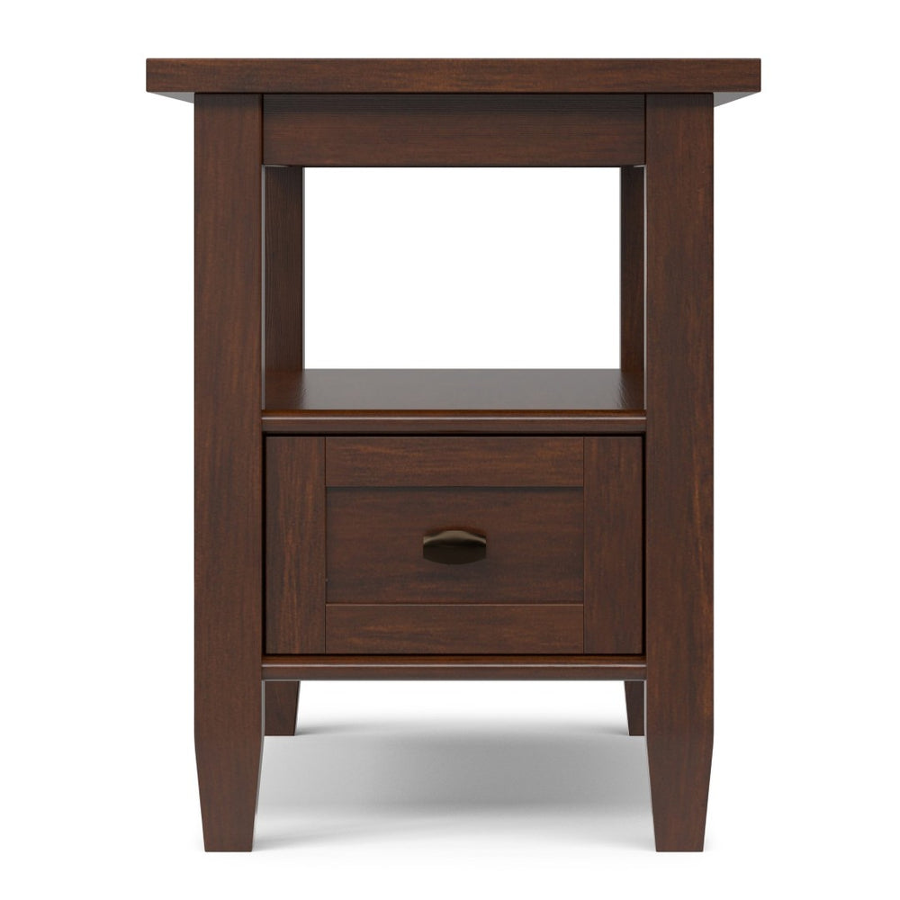 English Elm Warm Shaker Solid Wood Narrow End Table with Drawer and Open Shelf for Small Spaces B136P481648