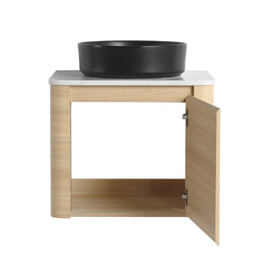 English Elm 24'' Wall-Mounted Bathroom Vanity With Stylish Ceramic Sink, Soft-Close Door & Durable Plywood Design W999S00458