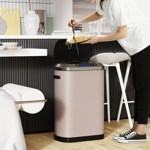 English Elm 50L Smart automatic Trash Can with Silent Slow-Close Lid, Motion Sensor, Durable 0.45mm Steel Body Pink W1550P247966