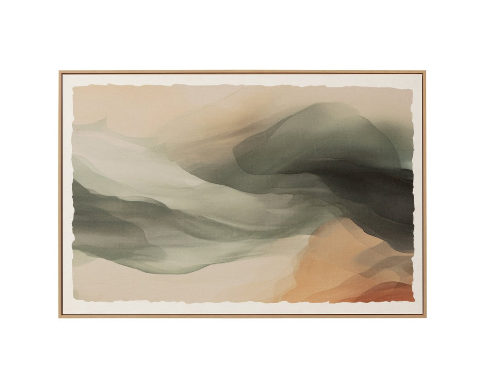 Sunpan DREAM STATE - 60" X 40" Abstract Watercolor Print in Natural Floater Frame for Modern Interiors A0438