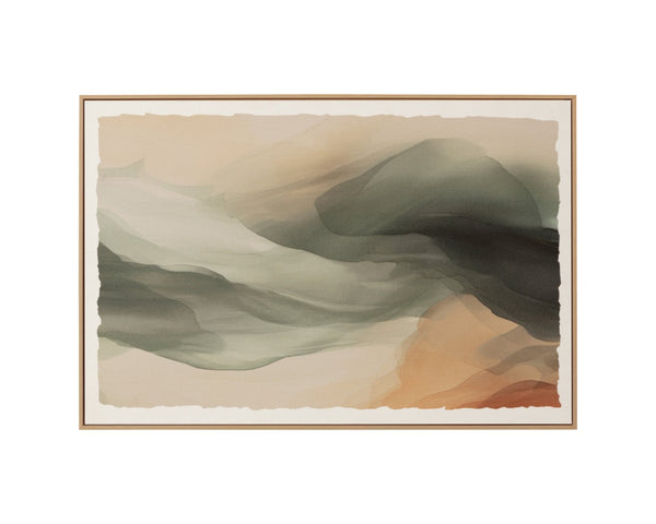 Sunpan DREAM STATE - 60" X 40" Abstract Watercolor Print in Natural Floater Frame for Modern Interiors A0438