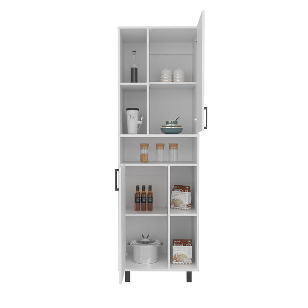 English Elm Bryce Tall Pantry Cabinet with Two Doors, Kronos White MDF, Slim Vertical Storage for Kitchens B070P337114