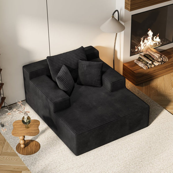 English Elm 64.96-inch Corduroy Sofa Bed Deep Seat Recliner for Living Room or Guest Space W3108P404509