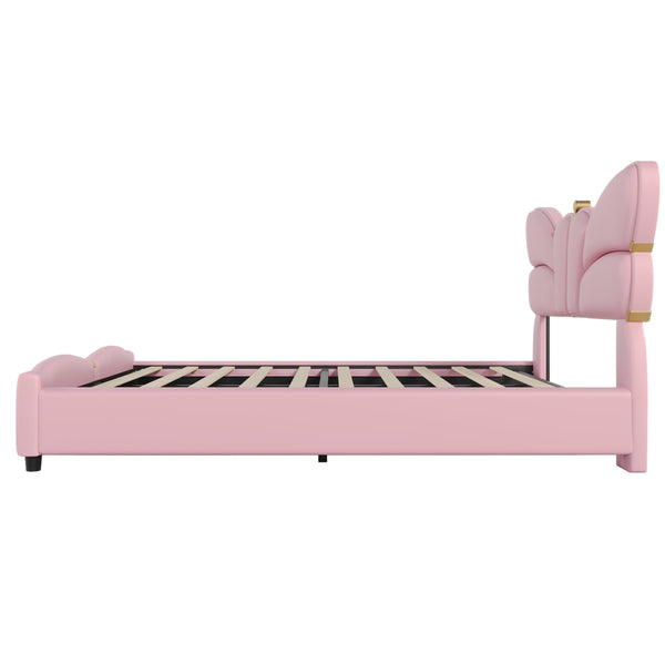 English Elm Christopher Knight Home® - Queen Plush Leather Upholstered Bed Frame with Wingback Headboard, Wavy Footboard, Quiet Support Light Pink 82 L x 10 W x 3.25 H N761S0000019H