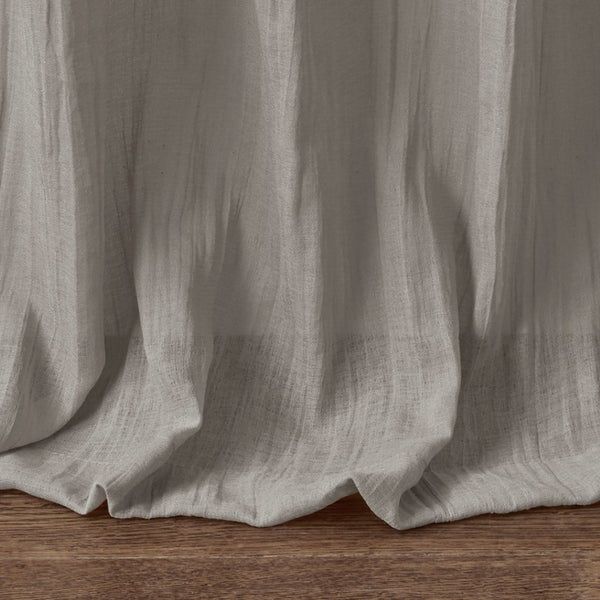 English Elm Solid Crushed Curtain Panel Pair - Elegant Sheer Window Treatments For Light Filtering & Style B03598148-GIGA