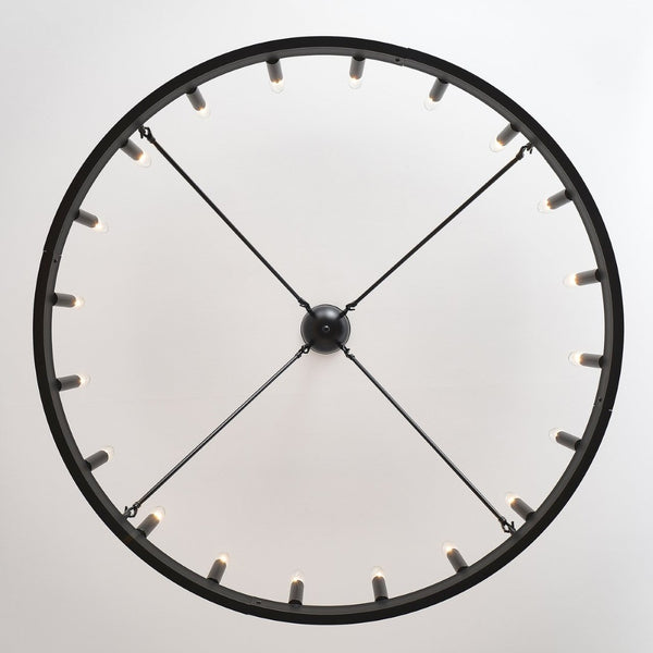 English Elm 20-light Oversized Wagon Wheel Chandelier Matte Black Farmhouse Style for Grand Spaces W5008P388936