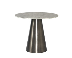 Sunpan Damon 35.5" Contemporary Bistro Table with Elegant Matte White Marble Top for Stylish Dining Spaces Gunmetal
