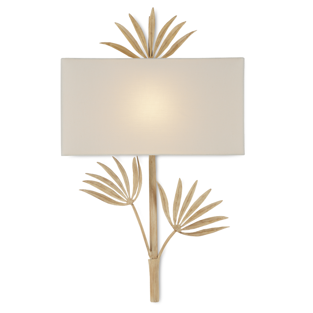 Calliope Nature-Inspired Coco Cream Wall Sconce with Elegant White Shade, Artisan Crafted Design